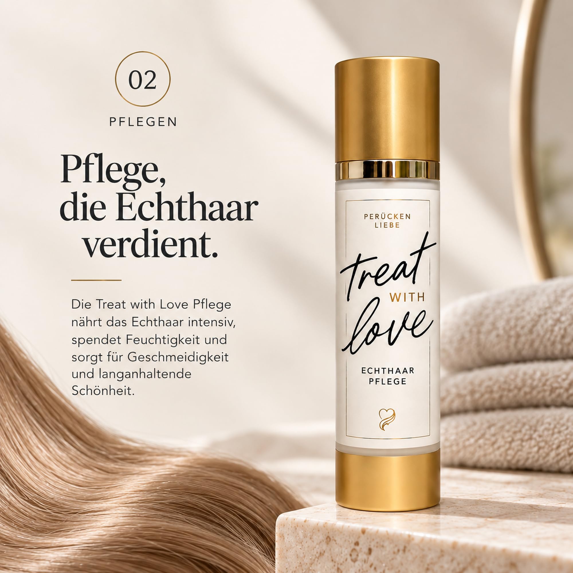 Perücken Pflegeset Echthaar – Premium Zweithaar Pflege für Echthaarperücken, Toupets, Haarteile, Topper & Haartopper – Shampoo, Kur, Balsam & Arganöl, 200 + 200 + 50 ml