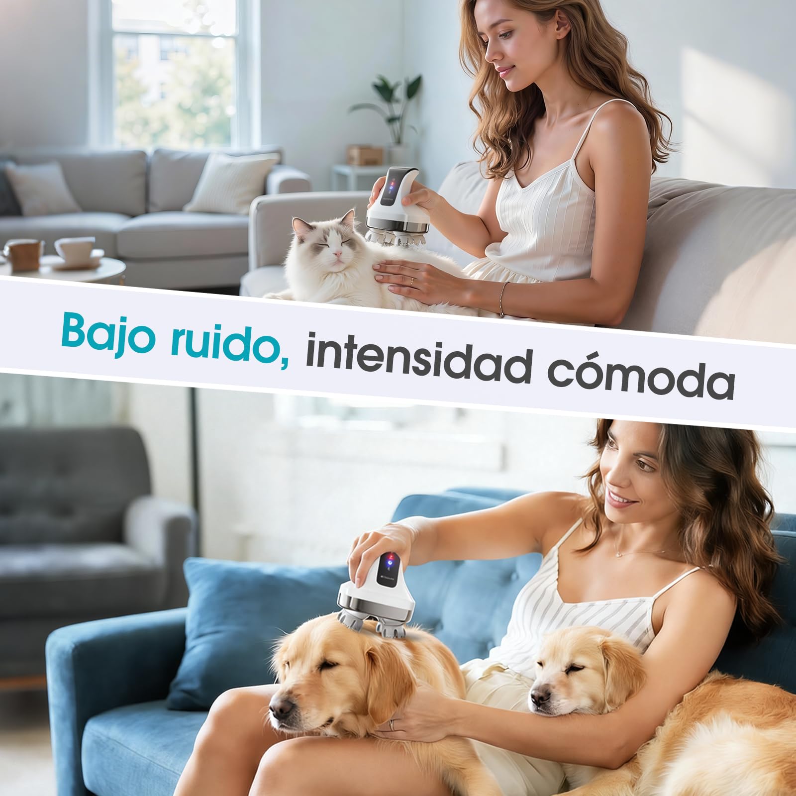 Masajeador de cuero cabelludo eléctrico 4D, masajeador de cuello y hombros con 108 nudos de silicona, masajeador corporal inalámbrico para piernas y espalda, IPX7 resistente al agua, 4 modos