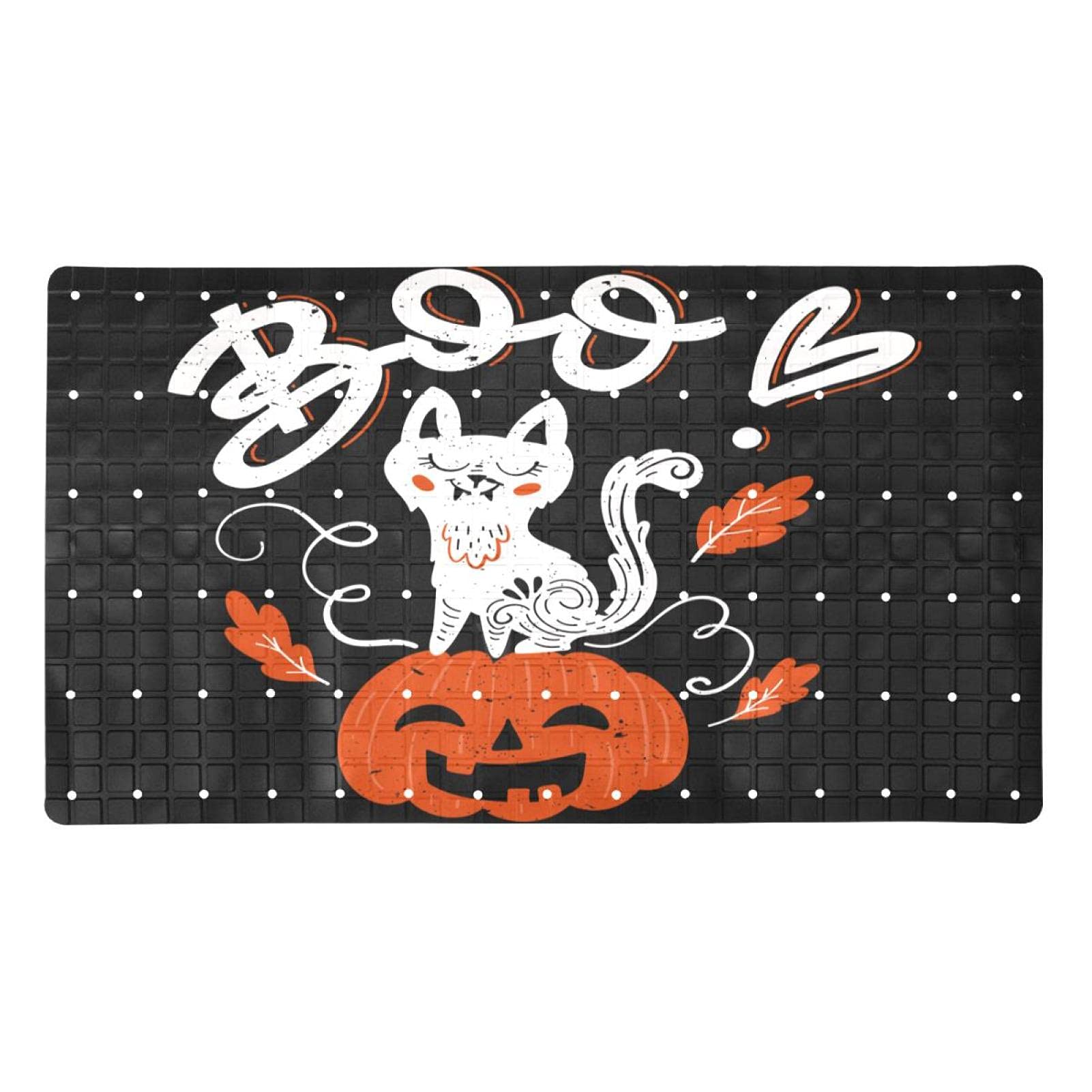 Alfombrilla de ducha de gato de Halloween con base de 112 ventosas seguras