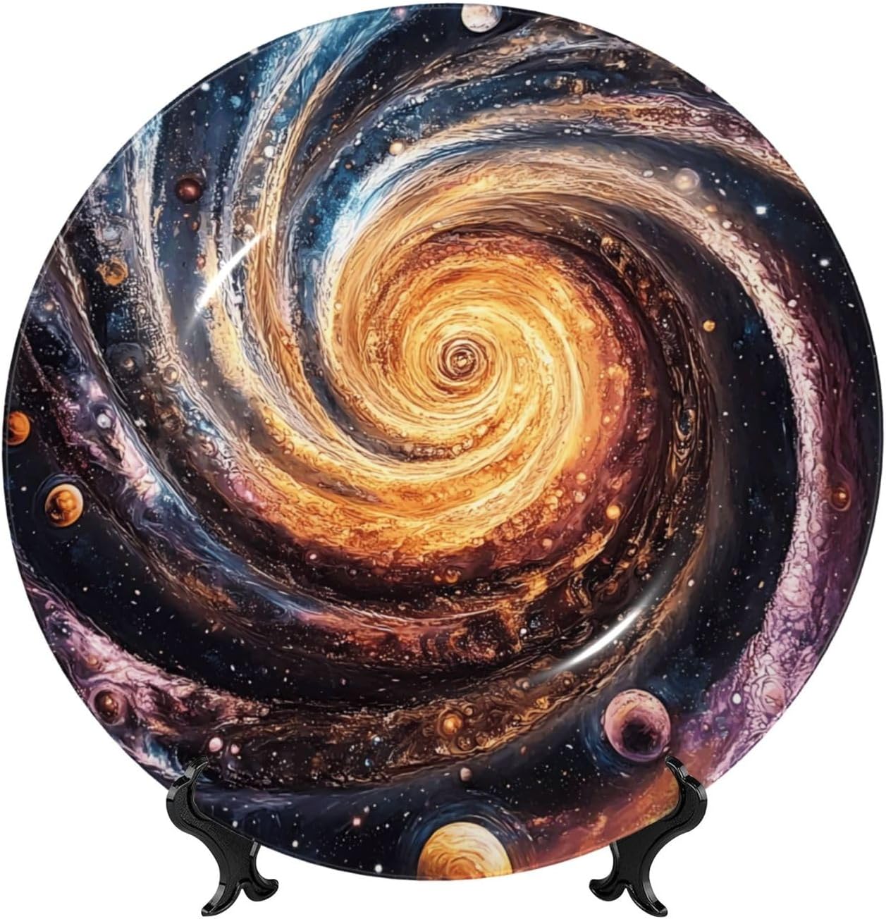 Universe Style Ceramic Plate Display Home Display With Stand Wall Hanging Plate For Home Decor 10 Inch