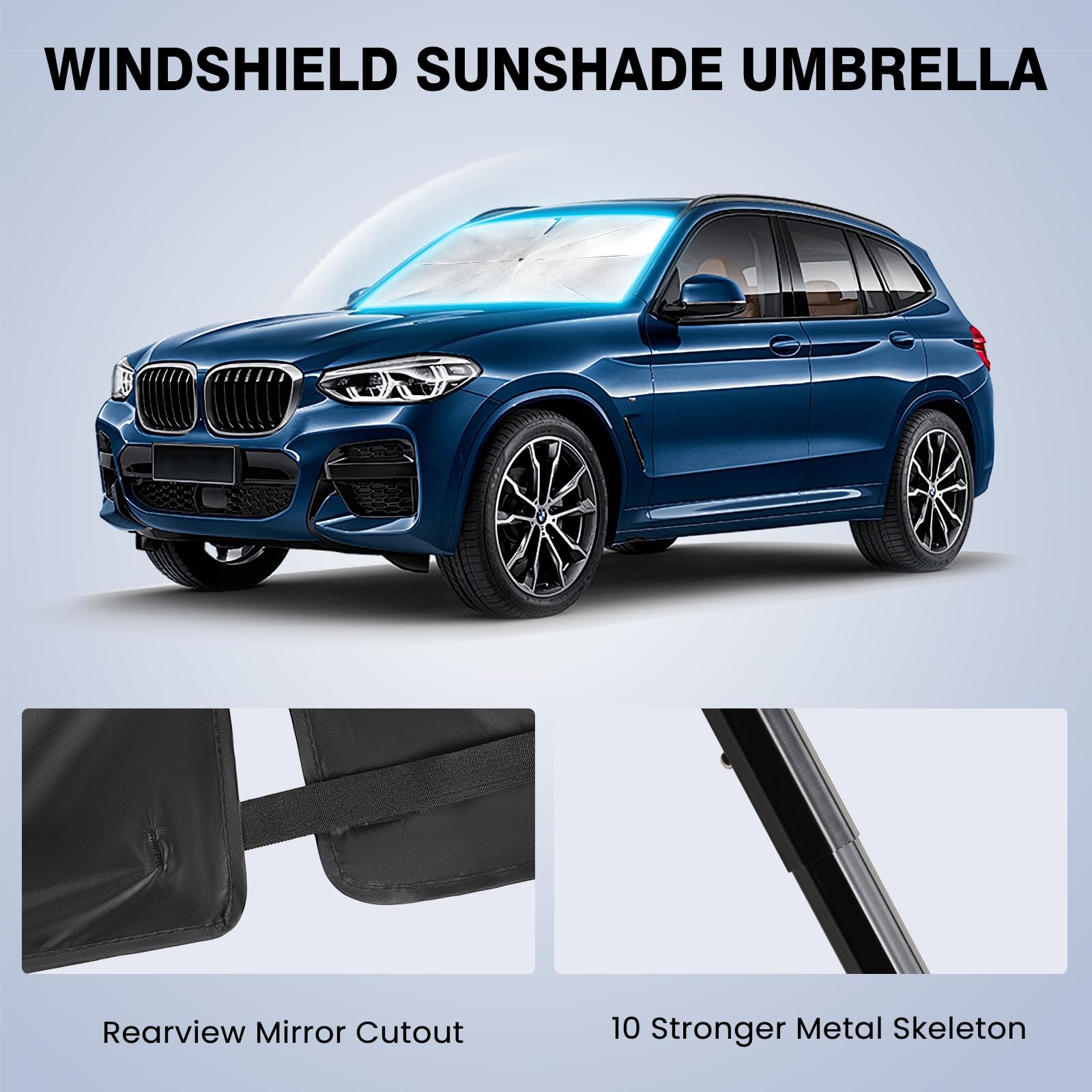 Parasol plegable para parabrisas de coche, parasol para ventana delantera para Hatchback, camión, SUV, MPV (59 x 33.5 pulgadas)