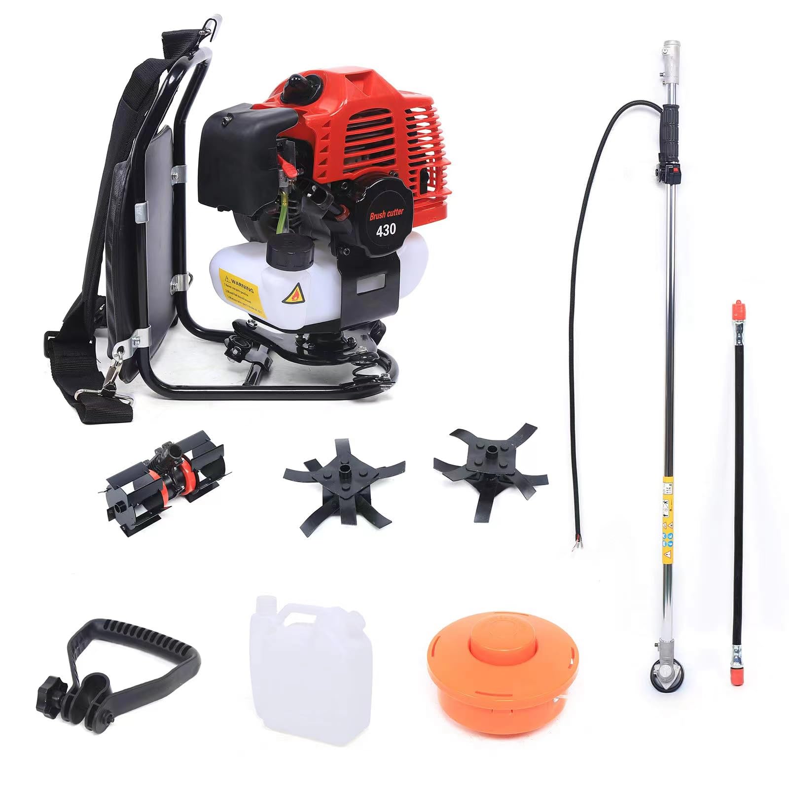 Podkaszarka spalinowa 43 cm³, 2-suwowa podkaszarka spalinowa 3 w 1, 1250 W, 1,7 HP do 8500 obr./min, z tłumikiem, pojemność zbiornika paliwa 1 l