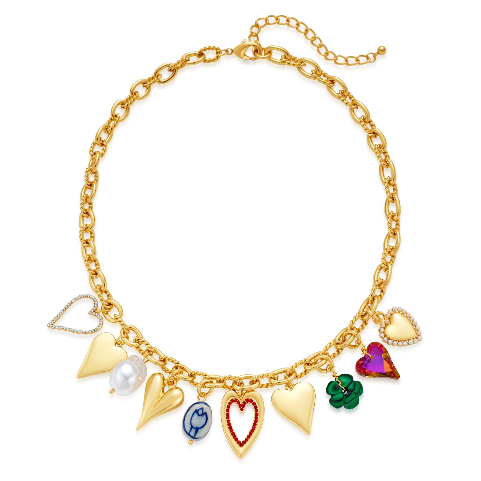 Linawe Collana in argento, collana a cuore, collana in argento da donna, collana con ciondolo, gioielli in acciaio inossidabile, collana a strati con ciondolo, set di catene
