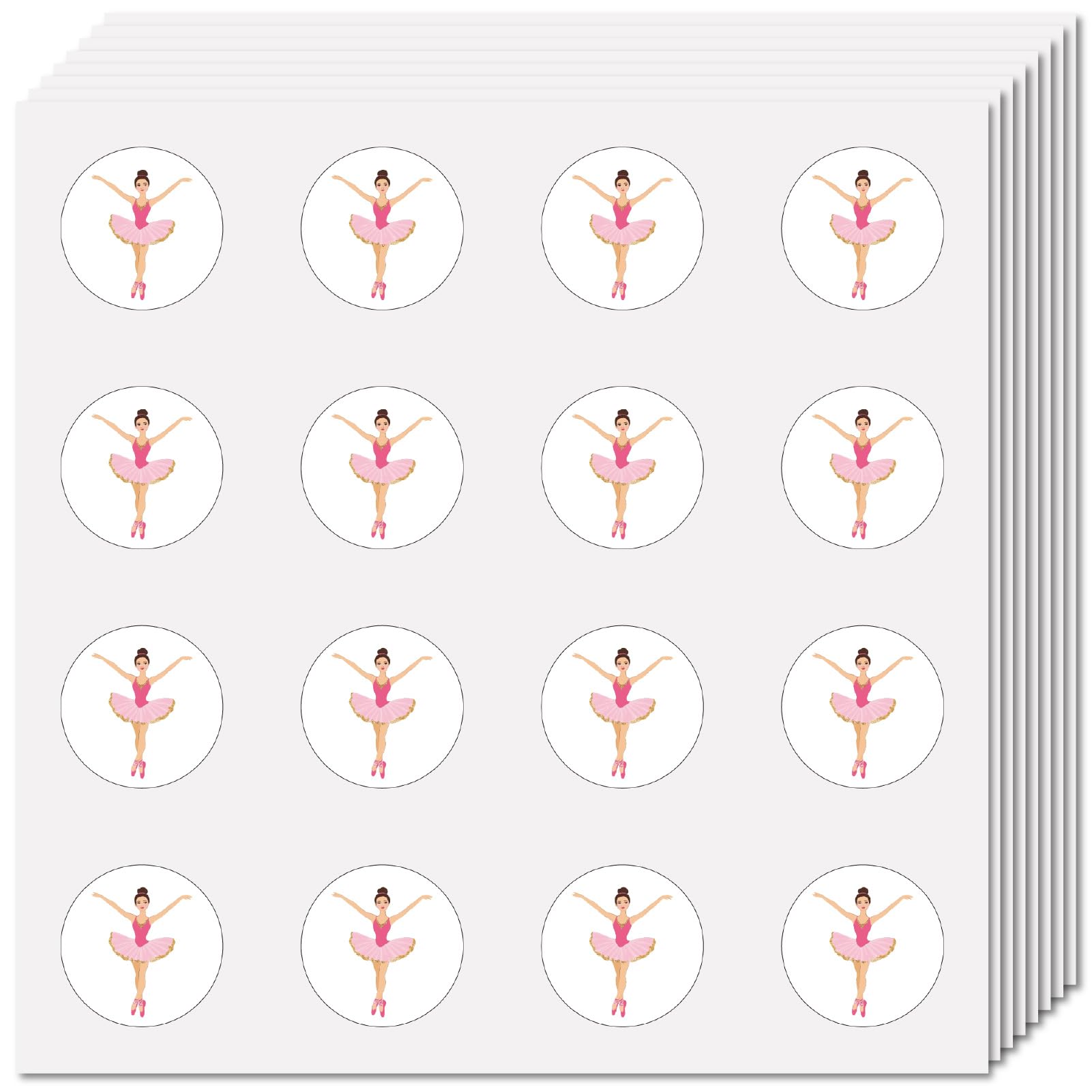 CREATCABIN 128Pcs 1 Inch Round Cartoon Stickers Mini Ballet Stickers Self-Adhesive Waterproof Aesthetic Dancer Picture Decal Labels for Scrapbooking Laptop Helmet Album Planner Journals DIY Crafts