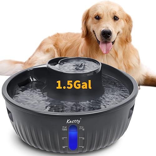 Kastty Fuente de agua para perros de 195 oz6 L, fuente de agua grande de alta calidad para mascotas, ultra silenciosa, sin BPA, bomba inteligente