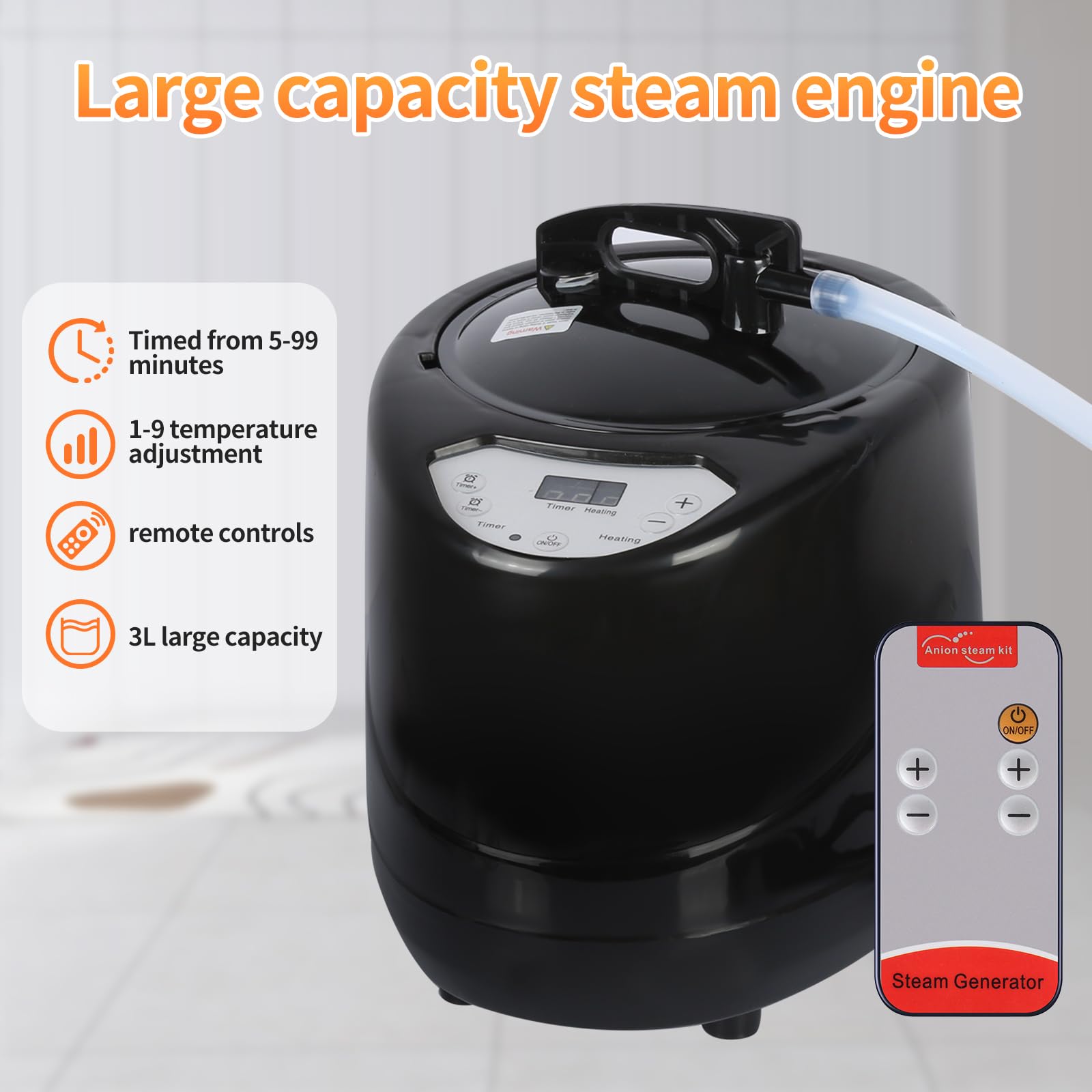 OHMG Sauna à Vapeur et Cabine 3L 1000W Tente de Sauna Portable Pliable Isolante à Quatre Couches et Générateur de Vapeur de Sauna pour Bain de Sauna, Détoxification, Thérapie Corporelle
