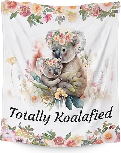 Manta Koala para los amantes de los koalas, tamaño de cuna de 40 x 50 pulgadas, manta suave y acogedora para regalo, manta blanca bonita para sofá,