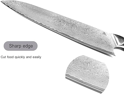 Miniatura 10 de Miyake Cuchillo de chef profesional japonés de acero Damasco afilado de acero de Damasco de 13.5 pulgadas con mango ergonómico G10, ideal para