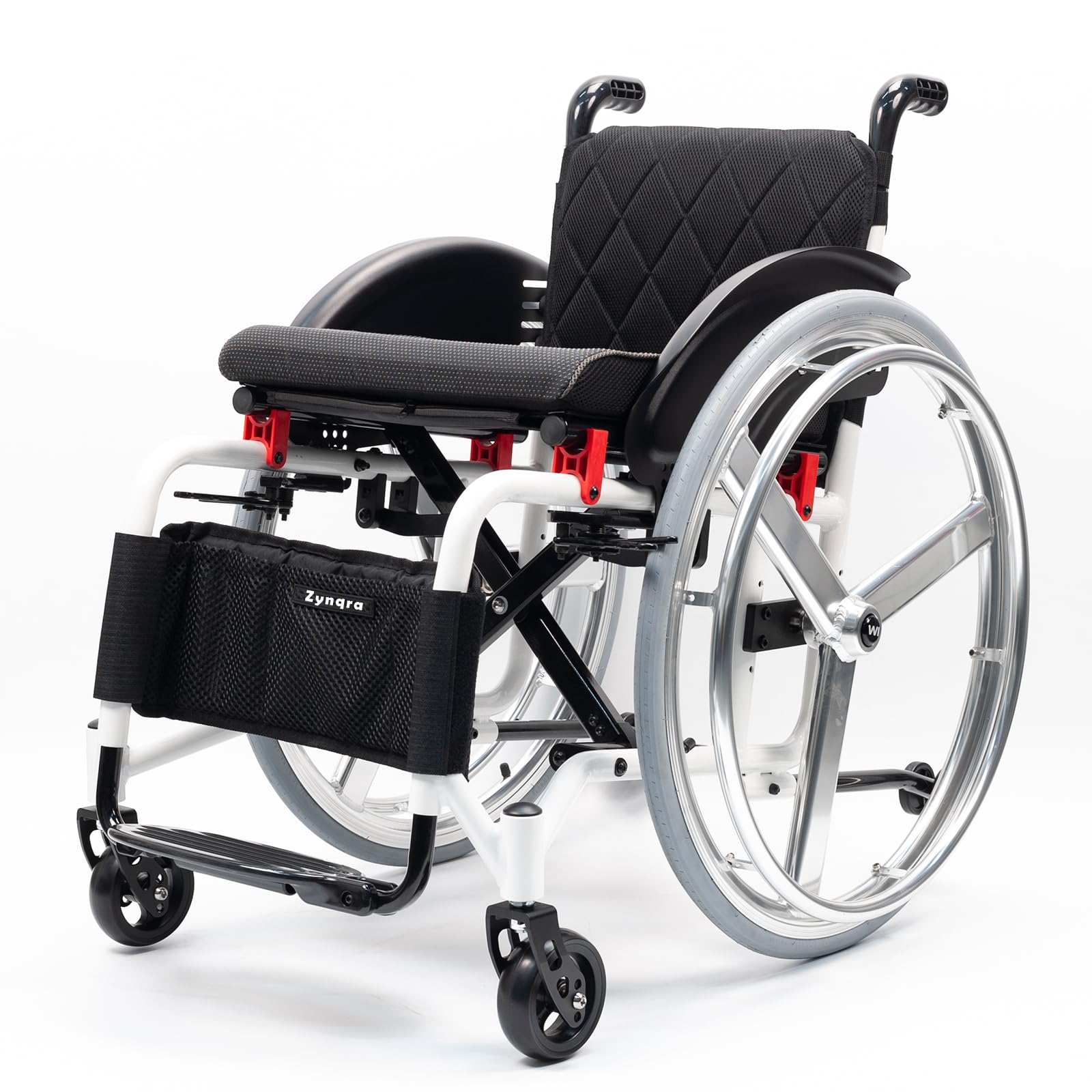 Ligera y plegable para transporte,illa de ruedas de aluminio para viajes, Silla de ruedas de tránsito,con freno de mano y ruedas de liberación rápida,Para mayores,minusválidos(16.5in seat width)