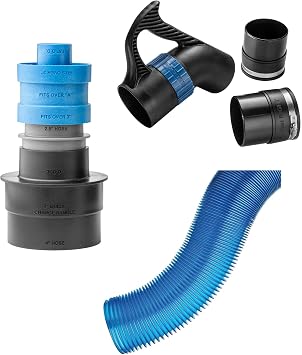 Rockler Dust Collection Kit Dust Right 3-Piece Stacking Port Adapter Set, Quick-Change Accessory Kit with Floor Sweep & Handle, Expandable 4 Hose for Woodworking - Flexible, Durable & Versatile