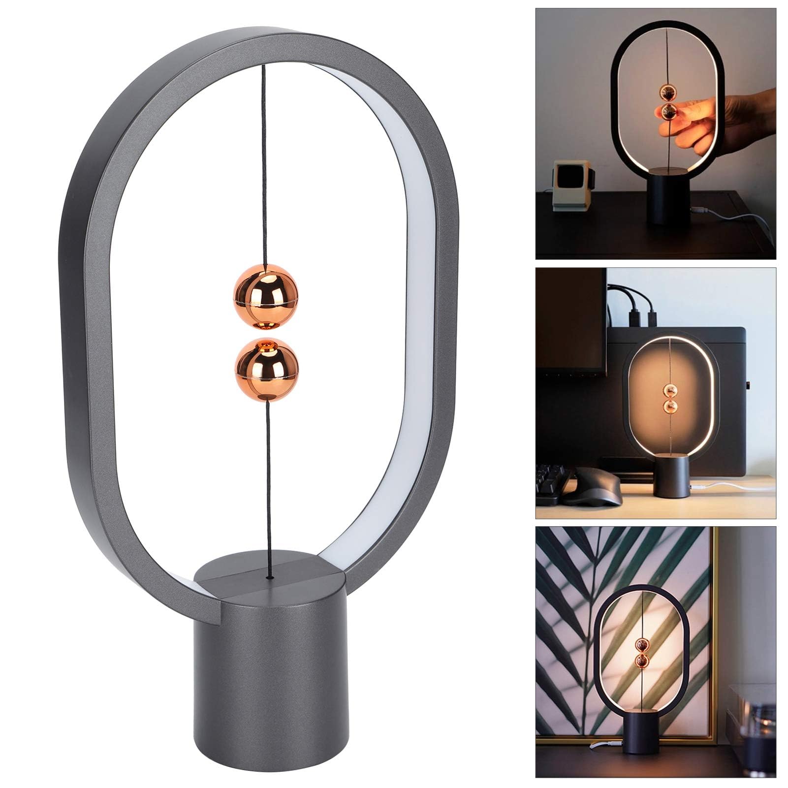 Heng Balance Lamp, Magnetic Balance Lamp Lampada da Scrivania Moderna Lampada da Tavolo a LED Alimentata Tramite USB Lampada in Plastica Camera da Letto Comodino Luce Notturna, Luce Soffusa per