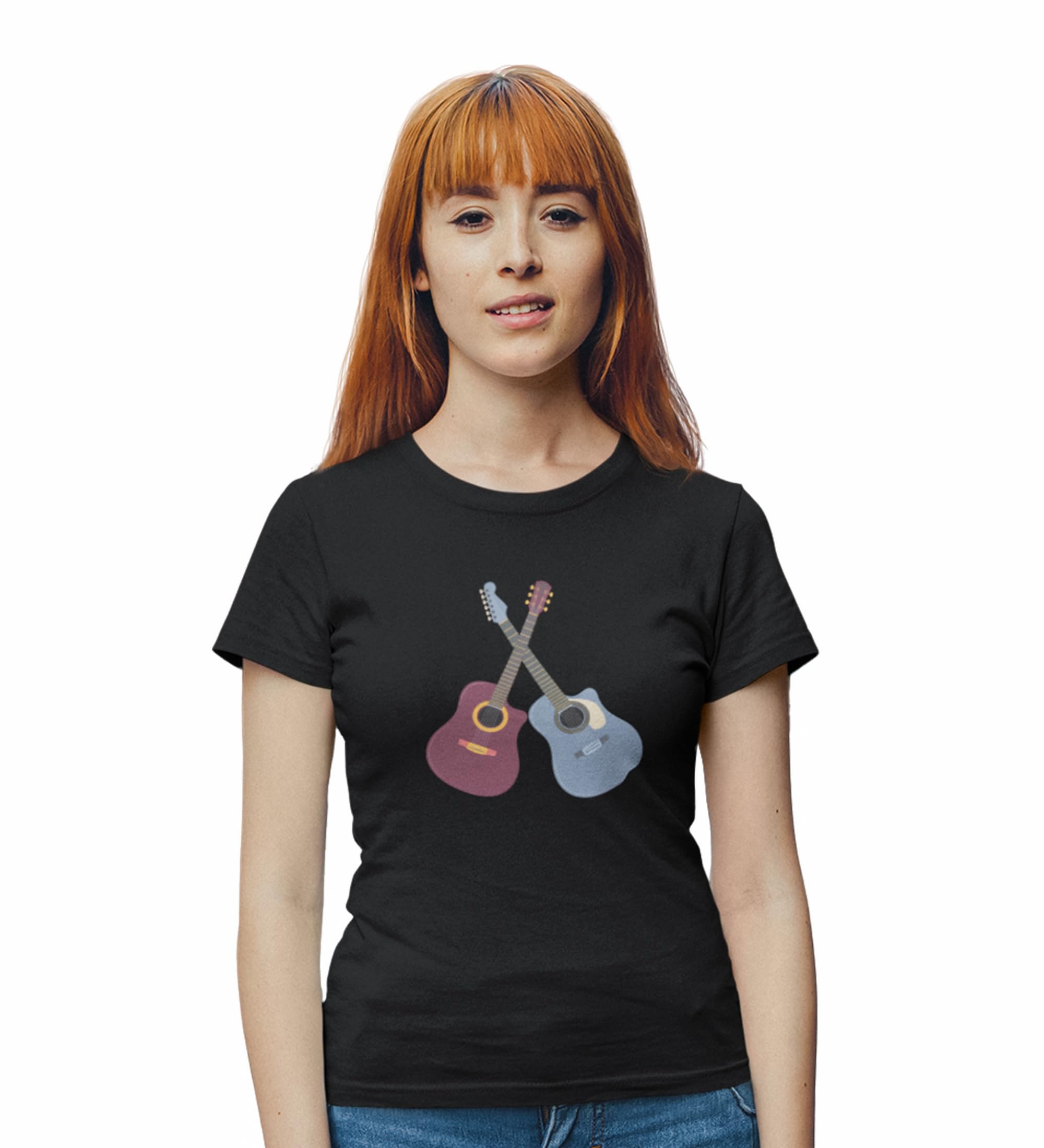 Headphones Women (Black) Graphic Printed Regular Fit Half Sleeve-picture-20