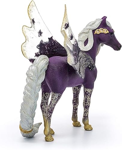Vista 6 de Schleich Bayala - Figura de Pegaso de estrella de 7 pulgadas con alas estrelladas, juguete mágico de caballo alado con cuerpo con purpurina