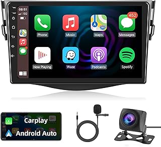 Android Car Stereo for Toyota RAV4 2007-2011 with Wireless Apple Carplay, Rimoody 9 Inch Touch Screen Car Radio with GPS Navigation Bluetooth FM HiFi WiFi Android Auto + AHD Backup Camera