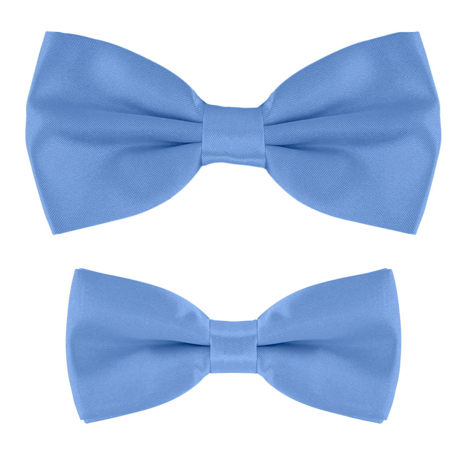 Masada Men's Sky Blue Father & Son Matching Set Of Bowties, Pre-Tied And Smoothly Adjustable
