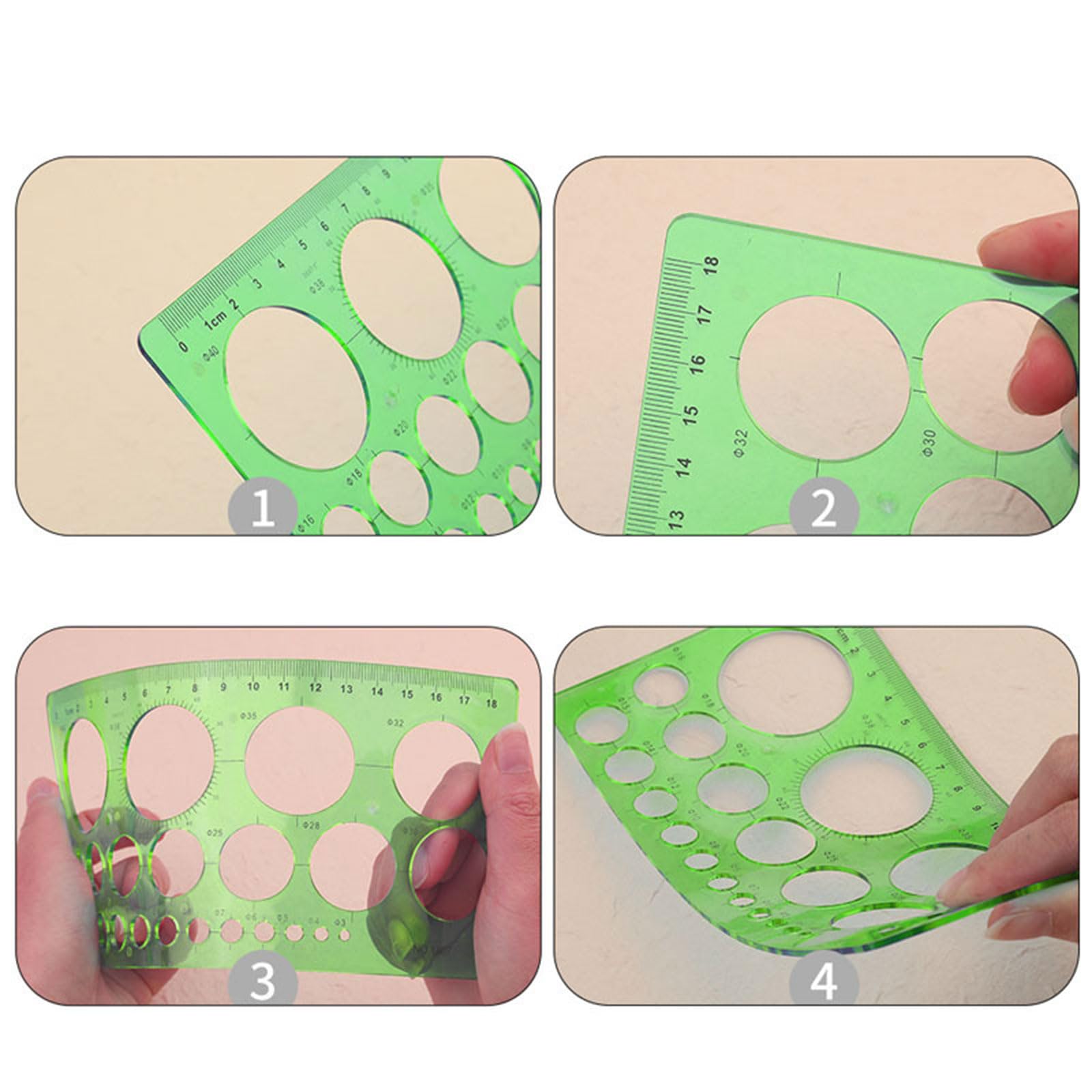 Kreisschablonen, Messkreise, Lineal, Schablone, Geometrie-Lineal, Büro, Schulbedarf, für Bauen, Zeichnen, geometrische Schablonen, Lineale, Vorlagenmessung