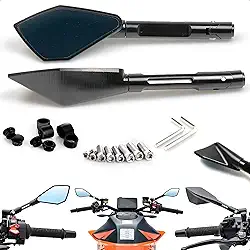 Retrovisor Esportivo Moto Universal em Alumínio Espelho Antirreflexo Azulado Naked