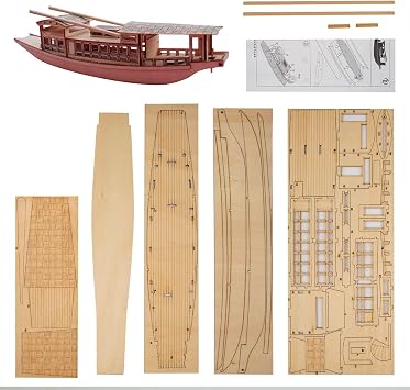 GAWEGM Wood Ship Model Kit - Chinese RED Boat for Adult Building | Precise