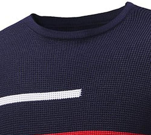 Miniatura 3 de Camisas de manga larga para hombre, suéter de punto a rayas, casual, elegante, sólido, cuello redondo, suéter cálido 2023