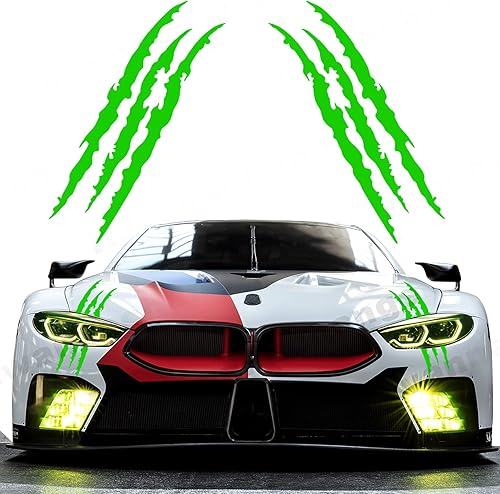 2 calcomanías de vinilo para faros delanteros, rayas de monstruo, para autos deportivos, SUV, camioneta, ventana, motocicletas, etc. (verde)