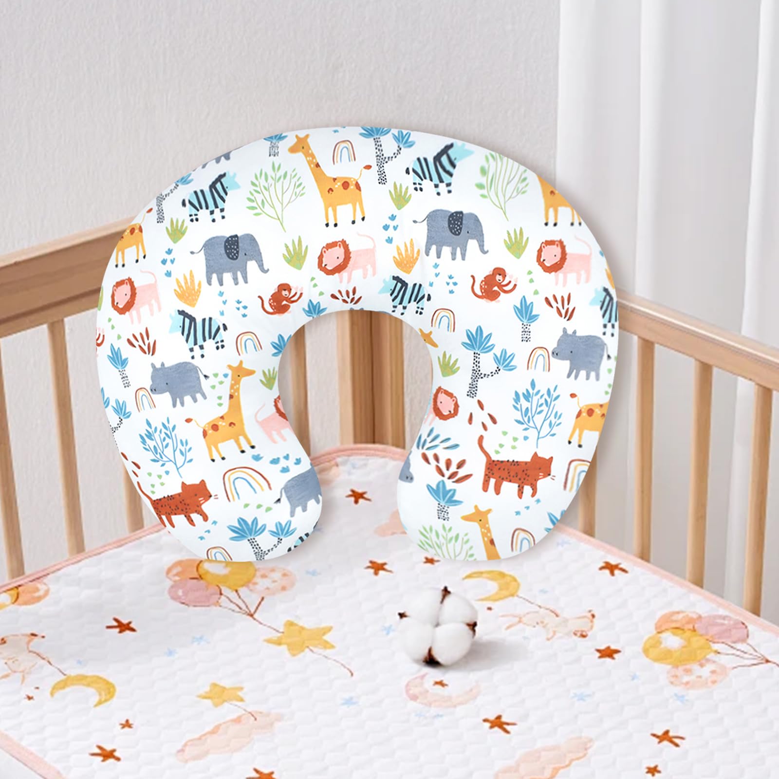Winmany 2 Pack Feeding Pillow Cover Removable Baby Nursing Pillow Cover Breastfeeding Pillow Cover Slipcover for Boys Girls Comfortable & Breathable & Washable 22.5 x 18" (Animal+Forests) - Image 4