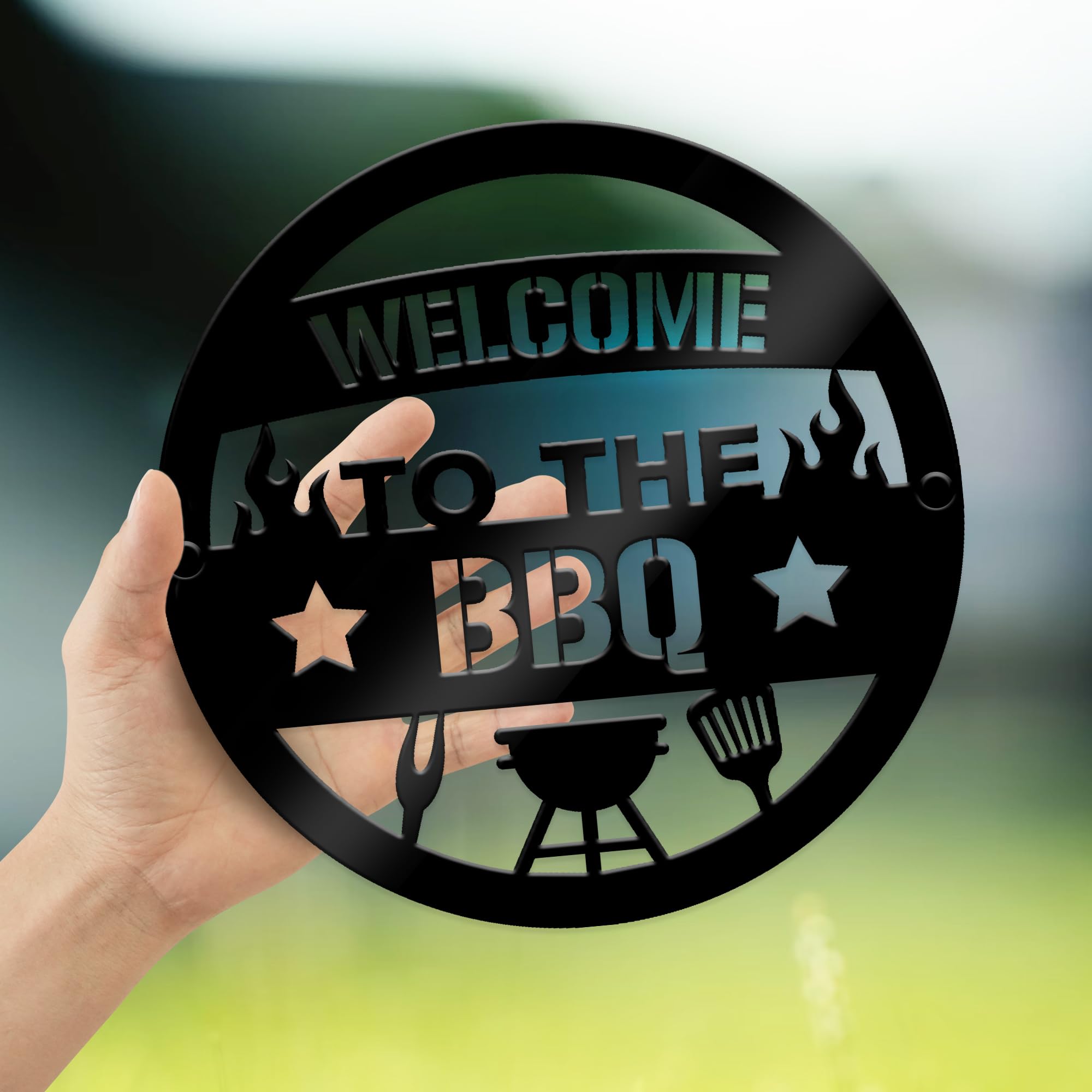 BBQ Welcome Sign Barbecue Welcome Plaque 23x23 / 35x35cm Wall Fence Mounted Garden Signs For Gardener Outdoor Weatherproof Decor Plaques (Large - Image 3