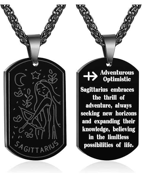 Zocomi Zodiac Sign Dog Tag Necklace for Men Boys, Stainless Steel Horoscope Astrology Pendant Chain Birthday Jewelry Gifts 24Inches