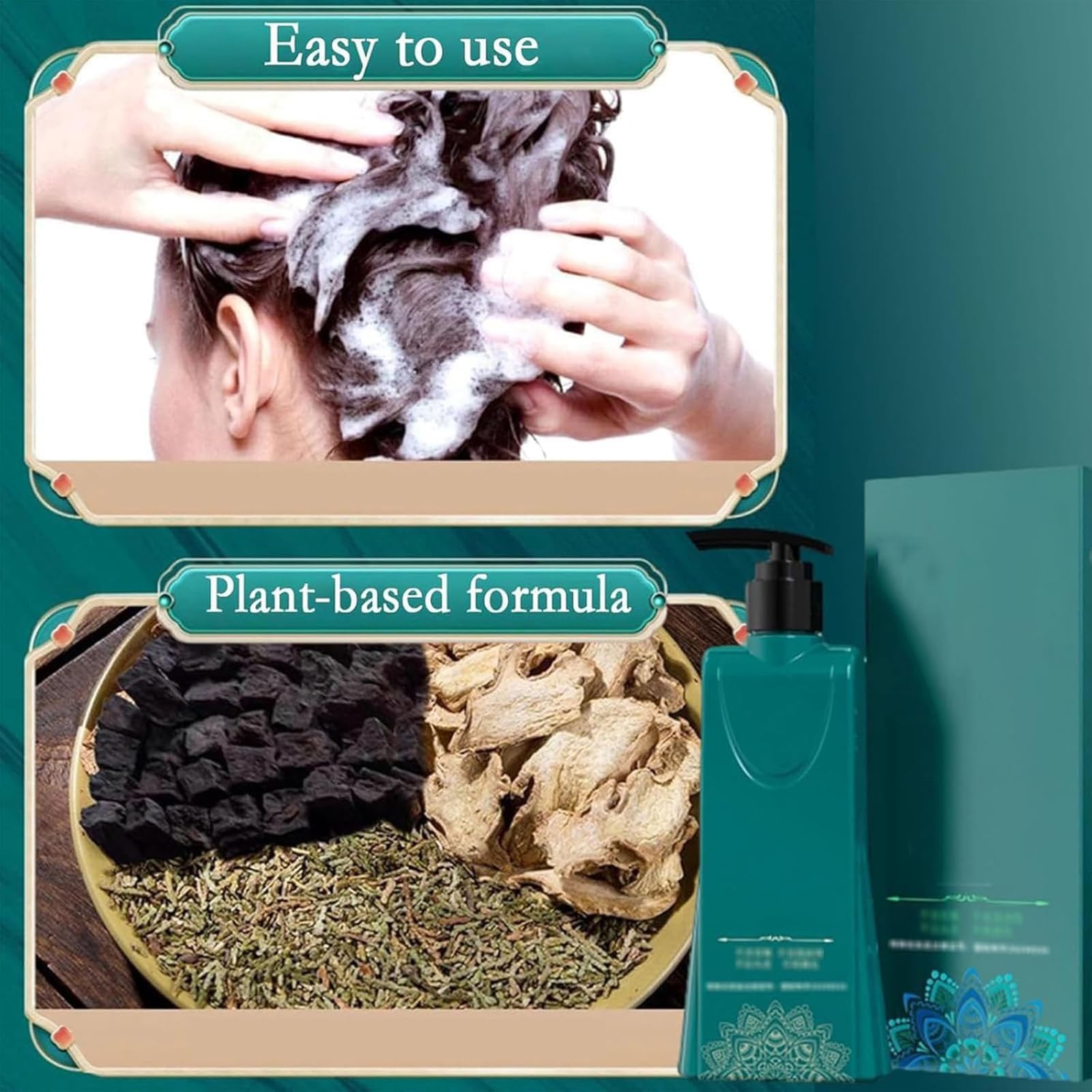 Mild Formula Long Lasting Hair Dye Set, Haarfärbecreme auf Pflanzenbasis, Pflanzenextrakte Langanhaltende Haarfärbecreme, nährend, für Frauen und Männer (Natural Black)