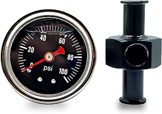 Liquid Fuel Pressure Regulator Gauge Oil Pressure Gauge 0-100 psi With In-Line Adapter 3/8 "Fuel Line Adaptor Male pipe threads to hose barb ends,3/8" Hose to 1/8" NPT adapter