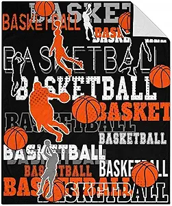 Mercuryelf Basketball Throw Blanket - Soft, Fuzzy & Warm - 50x60 Inches Flannel Blankets for Living Room, Sofa - Black Sports Throws Gift for Teens