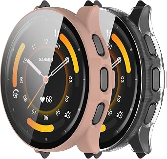Intended for Garmin Venu 3 Case,Hard PC Full Cover Tempered Glass Screen Protector Bumper Protective Shell for Garmin Venu 3 Watch Case Pink&Clear