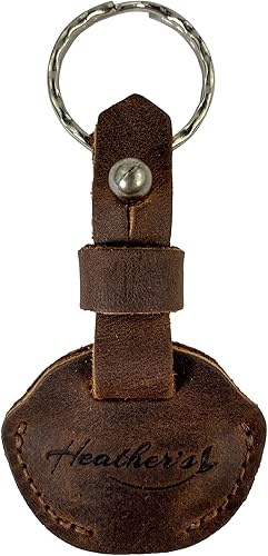 Heather's, Funda para llave hecha a mano de cuero de grano completo - Llavero titular, cubierta vintage, accesorios con estilo Bourbon Brown,