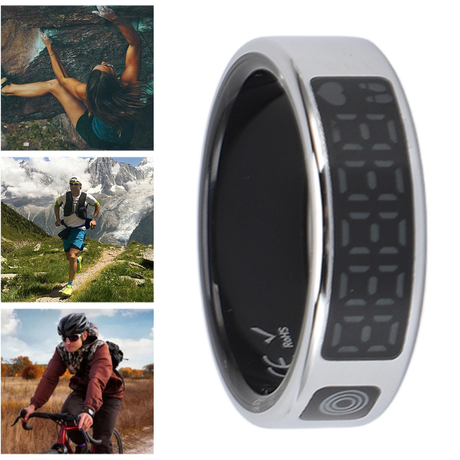 Sxhlseller Anneau Intelligent avec Affichage LED, Suivi du Fitness Smart Ring, Anneau de Mode de L'épreuve de l'eau IP68 avec Contrôle des Gestes, Durée de l'exercice et Comptage des Pas de (#13)