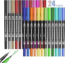 Jsdoin 24 Colori Pennarelli Acrilici Doppia Punta, Acrylic Marker per Calligrafia Colorazione, Disegno, Pittura, Uovo di Pasqua, Diario