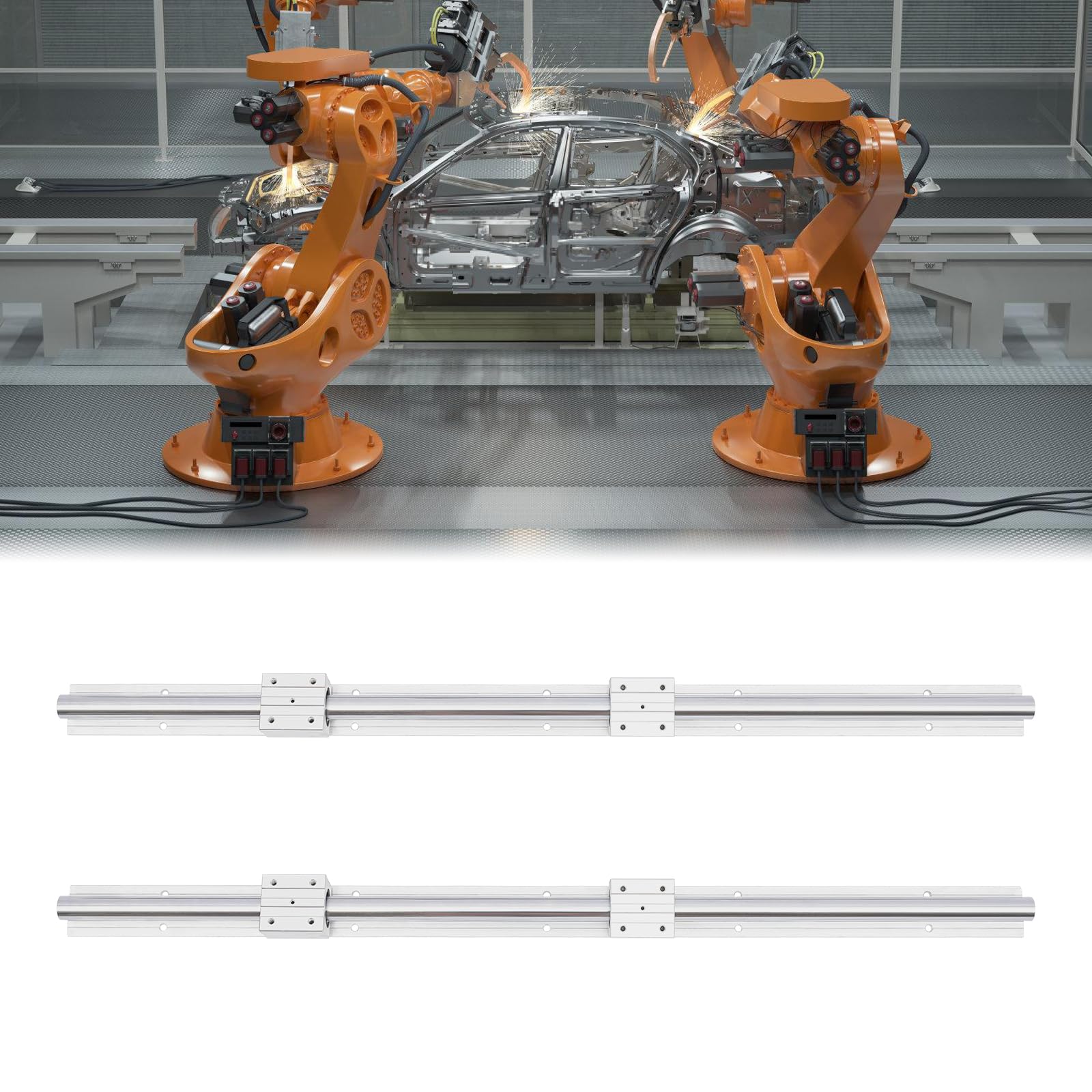 Binario lineare SBR25, 1000 mm, 2 pezzi guida lineare con 4 blocchi di cuscinetti, antiruggine, fori preforati, precisione G6, per macchine CNC, stampanti 3D, fresatrici, alta capacità di