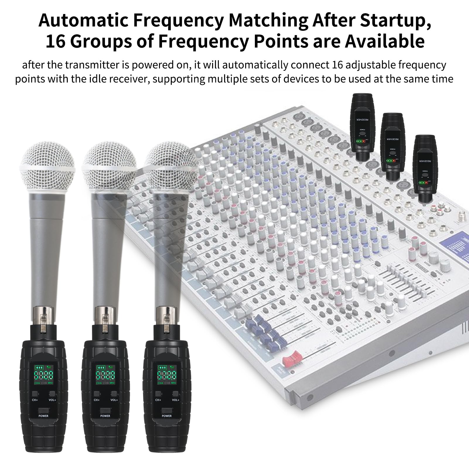 Convertitore da microfono UHF professionale cablato a wireless Trasmettitore e ricevitore per microfono 571~598 MHz Trasmissione in ricezione compatibile con microfono dinamico/a condensatore con