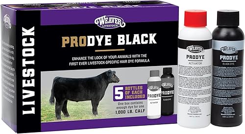 Weaver Leather Tinte para el cabello prodye para mostrar ganado y ovejas, para una apariencia negra más profunda y un color uniforme de adelante