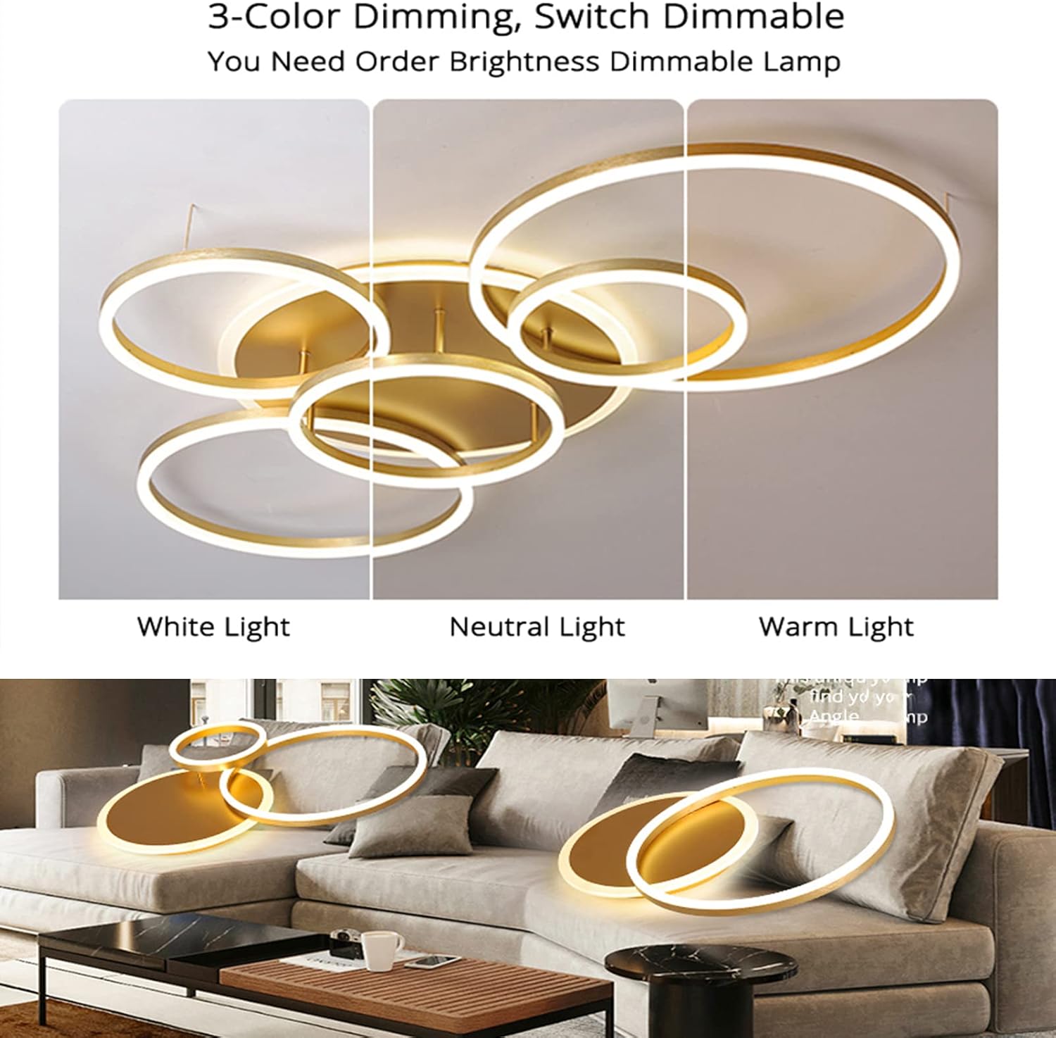 Chandelier,LED Ceiling Lights, Dimmable LED Ceiling Light for Living Room, Flush Mount Lighting Fixture with Remote Control, Acrylic Chandelier Ceiling Pendant Lights for Bedroom Lounge H