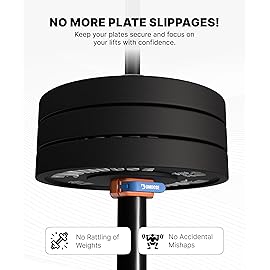 DMoose Barbell Clips (Pair) - Quick Release Olympic Barbell Clamps with Anti Slip TPR Grip, 2 Barbell Collars for Secure Weightlifting & Powerlifting (Orange & Blue - Magnetic)