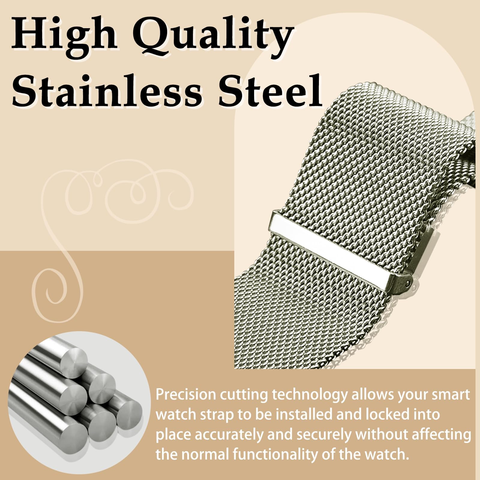 KoGiio 22 mm Watch Strap for Huawei Watch GT 5 Pro 46mm/ 5 46mm, Magnetic Metal Replacement Strap Starlight - Image 3