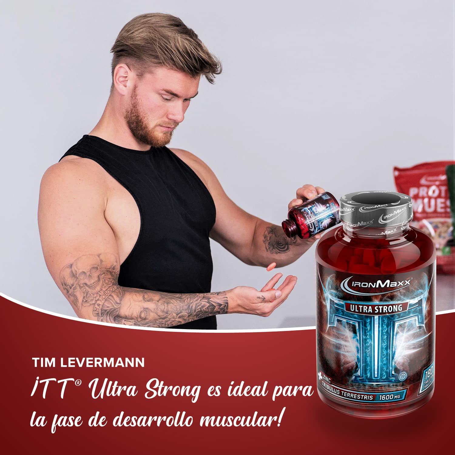 IronMaxx TT Ultra Strong Tribulus Terrestris - 180 pastillas | 1600mg de extracto de Tribulus Terrestris por pastilla|alta dosis, con zinc