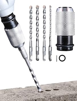 Rotary Hammer Adapter with 4 Impact Drill Bits Set, Electric Drill Wrench to Electric Hammer Conversion Convert Adapter 1 Set