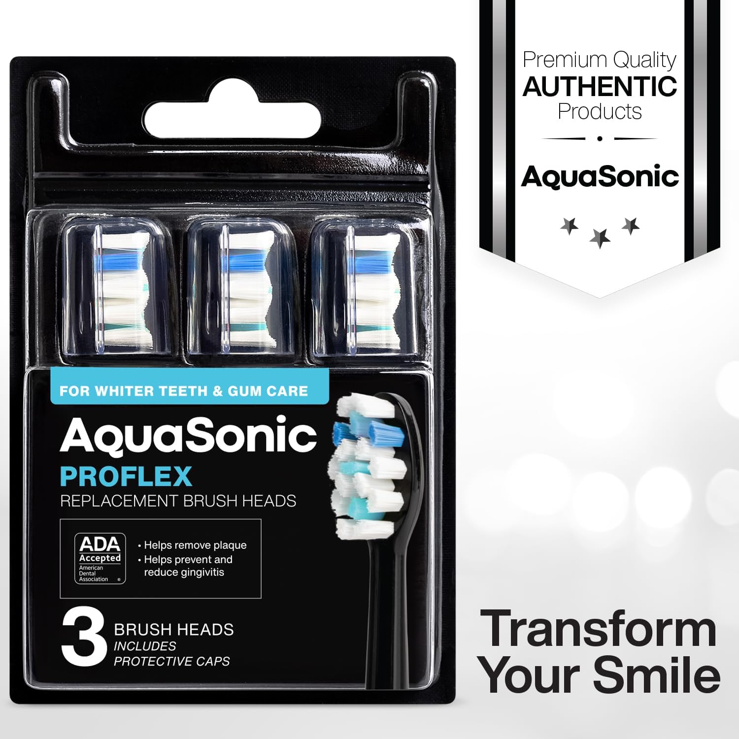 AquaSonic nuine Proflex Replacement Brush Heads | ADA Accepted | for