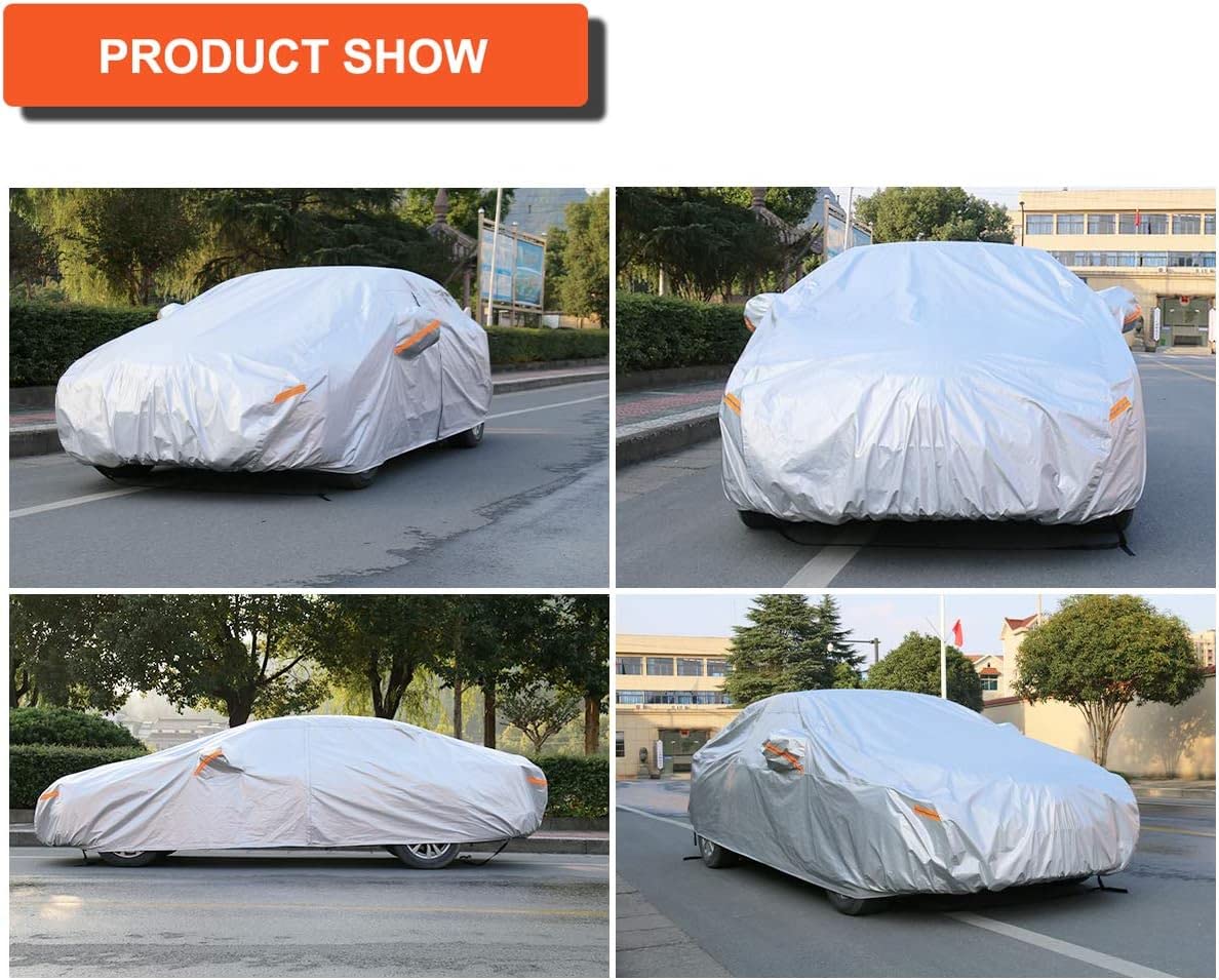 Kayme Telo Copriauto da Esterno, Compatibile con Fiat Panda (2011-2025), Copertura a 6 Starti per Impermeabile Anti UV Anti Vento Antipolvere, Telo Copri con Cerniera e in Cotone. - 5