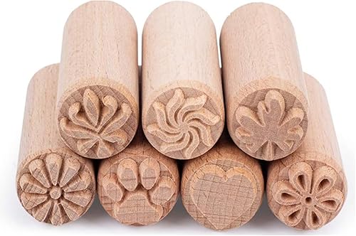 Miniatura 1 de 7 sellos de madera para herramientas de cerámica, de arcilla de madera, sellos de madera de columna, sellos de madera natural, para el día de San
