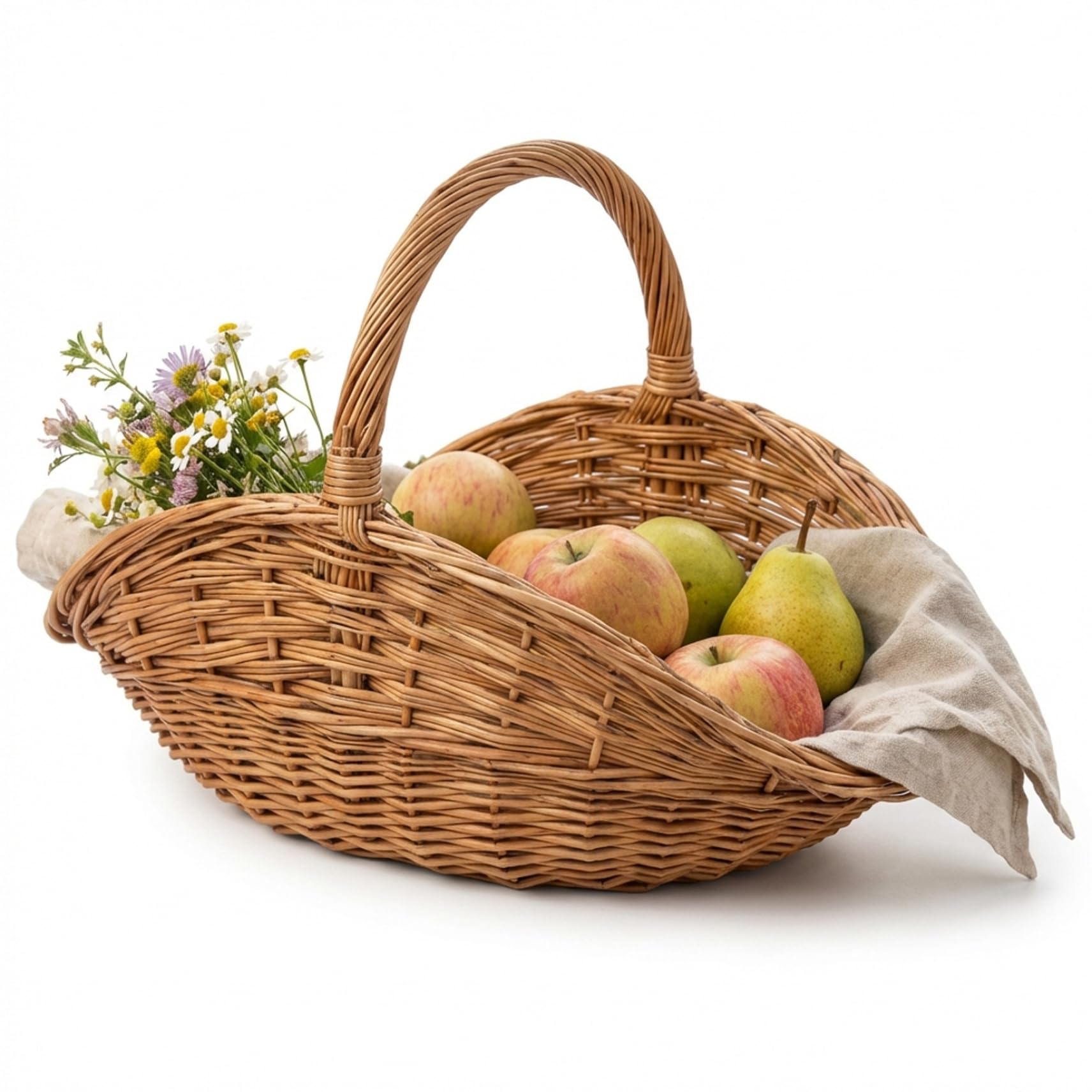 Erntekorb, handgewebter Gartenkorb mit Griff, große gewebte Picknickkörbe für Garten, Bauernhaus-Dekoration und Heimorganisation