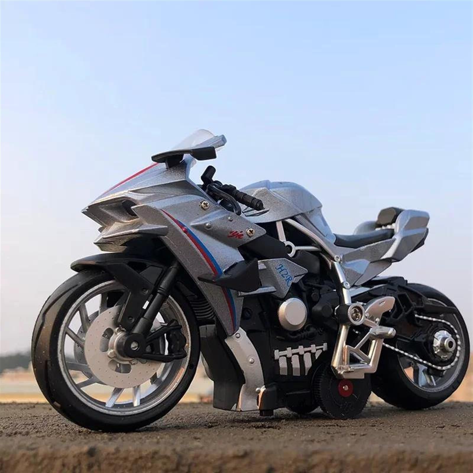 SEYXF Motorbike Toy 1/12 Motorcycle Simulation Diecast Model Collection Birthday Present for Kawasaki Ninja H2R(Gray Foam Box)