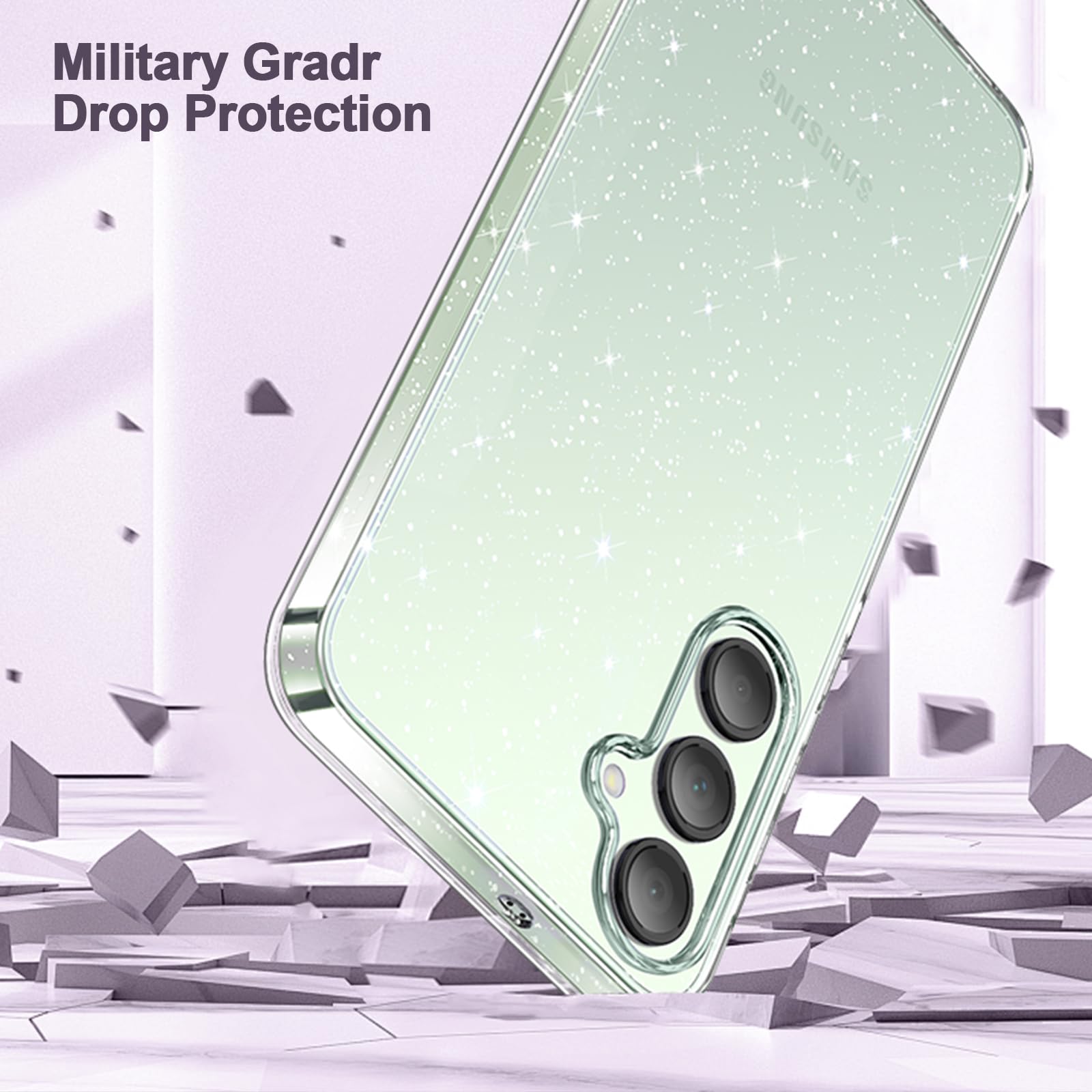 COPIKE Cover per Samsung Galaxy S25 con 2 Pezzi Vetro Temperato, Custodia Silicone Morbido Trasparente Antiurto Simpatiche per Donne e Ragazze, Glitter