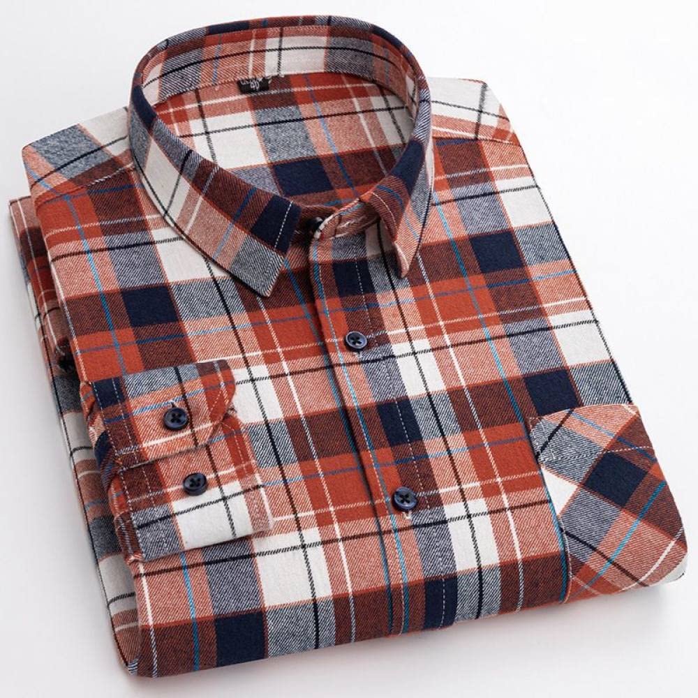 Camicia In Cotone A Maniche Lunghe Da Uomo,Camicia Casual A Maniche Lunghe Da Uomo, Camicia A Quadri Casual A Maniche Lunghe Da Uomo Con Apertura Frontale Tasche Sul Petto Morbide Camicie Da Esterno