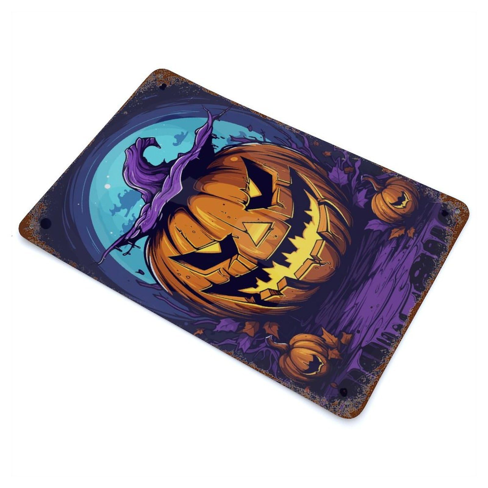 Pumpkin Halloween Vibes Decorative Tin Sign 11.8"x7.9", for Bistro, Counter And Cafe Decor, Novelty Wall Decor